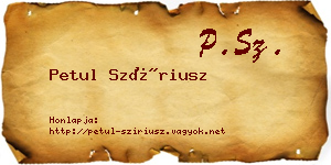 Petul Szíriusz névjegykártya